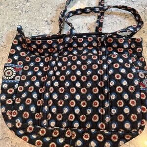 Vera Bradley Night Owl Black and Red Floral Tote